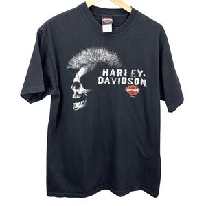Harley Davidson Mens Size L Mohawk Skull TShirt Thunderbird Albuquerque Black